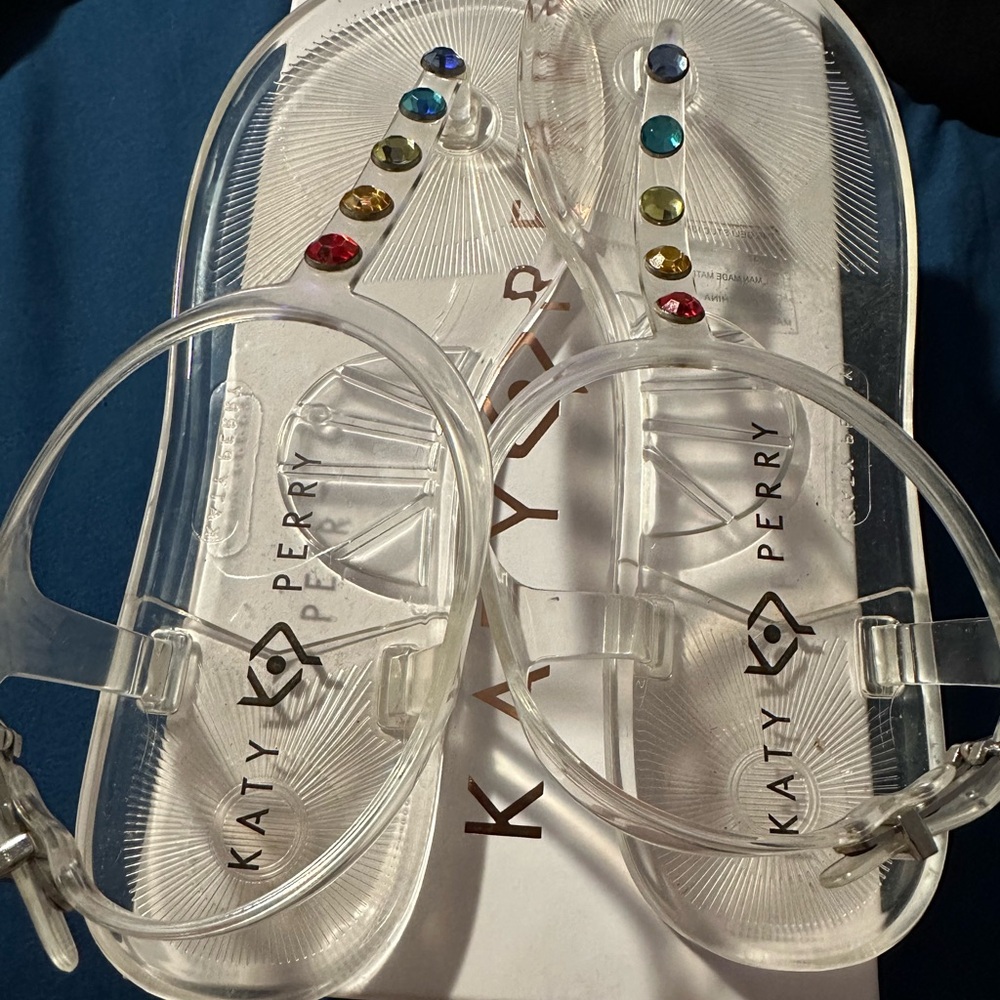 Katy Perry Collections Clear Sandals with Multicolor Gems